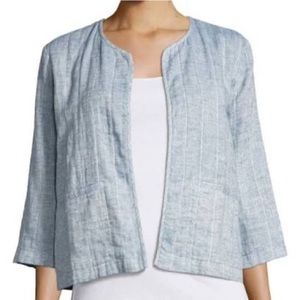 Eileen Fisher Quilted Organic Linen Cotton Chambray Jacket petite small